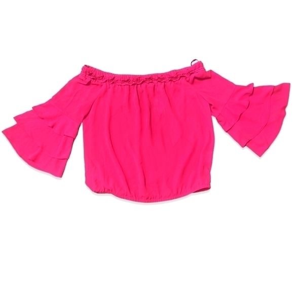 New York & Company Tops - 4/$25 BUNDLE SALE NEW YORK & CO OFF THE SHOULDER MAGENTA 3/4 RUFFLE SLEEVE